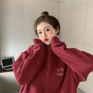Fall and Winter Fleece-lined Super Warm Small Stove Thickened Ollie Velvet Turtleneck Zipper Sweater Cardigan Female Heattech Cardigan Coat Tide
