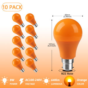 4-20Pack Orange Lighting LED Bulb E27 B22 8W 640LM AC100-240V Energy Saving for Home Party Courtyard KTV Stage Decoration