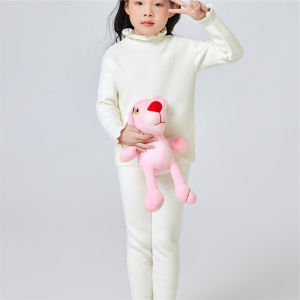 Thickened One-Piece Fleece Knitted Sweater for Girls Sweet Style Baby Clothes Inner Wear Cute Childrens Winter Outfit