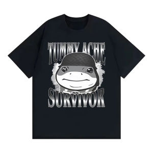 Funn Tummy Ache Survivor Jeff The Land Shark Helmet Meme T Shirts Men Women Fashion Humor Vintage Short Sleeve Oversized T-shirt