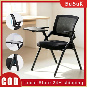 Folding Office Chair 2 in 1 Training Chair With Writing Board Ergonomic Chair Computer Chair for Work from Home Study Tutorial College School Classroom Home Office Educational Centre