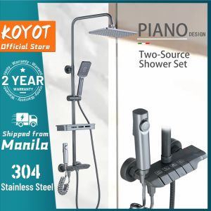 KOYOT Gun Grey/Black 4 in 1 Square Piano Key Design Hot and Cold Shower Set Rain Shower Set with Mixer Faucet Shower Set for Bathroom Shower Head with Hose Rainy Window Rainy 75 Keyboard - Lazada