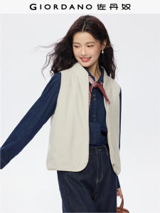Giordano Fleece Vest Jacket Womens Autumn Winter New Style Pure Color Stand Collar Sleeveless Coat 05375881 Commute Polyester Fiber