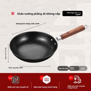 WANGYUANJI | Chảo Gang Không Lớp Phủ Chống Dính Dùng Cho Bếp Gas & Từ