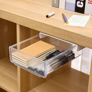 Undertable Drawer Storage Box / Hidden Hanging Bedroom Dormitory Office Table Pasting / Non Punching Table Bottom Sorting / Hidden Office Stationery Organizers