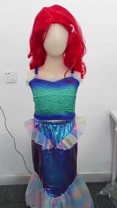 Bé Gái Xanh Dương Nàng Tiên Cá Hai Mảnh Bộ Đầm Công Chúa Trang Phục Hóa Trang Cho Tiệc Sinh Nhật Halloween Không Tay Giữa Bắp Chân Ren Cổ Tròn