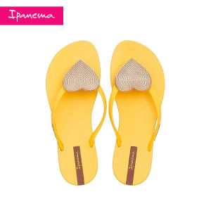 Ipanema Heart Shaped Womens Thong Slippers Sweet Style Beachwear Flat Heel Injection Moulding Plastic Upgraded Version