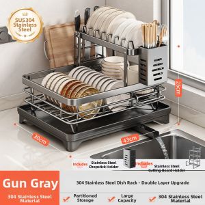 YNQN | Double Layer Stainless Steel Dish Rack