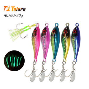 TOLU New 40g 60g 80g Fast Sinking Hard Metal Jigs Japan Laser Skin Tuna Fishing Jig Lure Saltwater With Spool Hooks