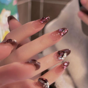 Lilynail Dark Night Rose Handmade Nail Stickers Wedding Bridal Nail Art Wearable False Nails round Shape Any Skin Type