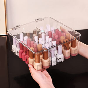 Transparent nail polish storage box-flip top type suitable for lipstick perfume essence 9-cell large capacity jewelry box