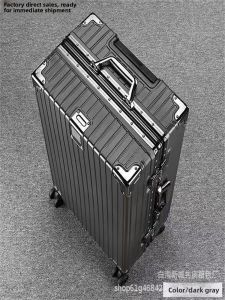 Durable Aluminum Frame Luggage Suitcase for Men Large Capacity with Password Lock Universal Wheels Quiet Rolling Carryon Bag