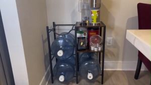 Water Gallon Rack Heavy Duty Water Bottle Rack With Storage Shelf Water Dispenser Stand Rack Detachable Water Jug Stand for Kitchen Office Living Room