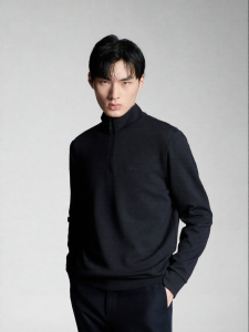 Autumn New Business Casual Long Sleeve T-shirt Half High Collar