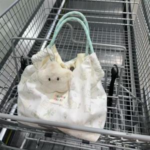 New Cute Floral Print Large Capacity Single Shoulder Cartoon Tote Bag Commuter Oxford Cloth Childrens Bag Lock Buckle Closure