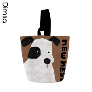 Creative Abstract Animal Canvas Bag Womens Bucket Handbag Eco-Friendly Shopping Bag Simple Design Unique Style Storage Organizer