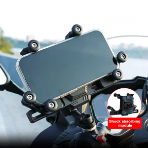 Seamital Giá để điện thoại cho xe máy 360 độ xoay hấp thụ sốc Giá giữ điện thoại phù hợp với 4-7 inch