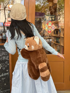 Cute Plush Panda Shoulder Bag Womens Crossbody Bag Soft Nylon Lining Zipper Closure Daily Use Storage Bag Fashion Accessory