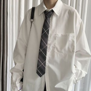 Autumn New Preppy Style Inner White Shirt Loose Casual Shirt DK Preppy Style Young White Shirt