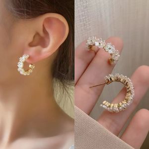 Korean Fashion Flower Earring Elegant Metal Earrings Women Accessories Jewelry for Girls