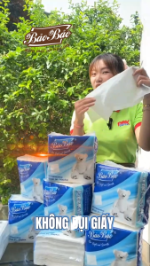 Combo 10 gói Khăn ăn vuông Gấu Trúc 100 Tờ - Bảo Bảo Tissue mềm mịn thấm hút tốt An Toàn Cho Da