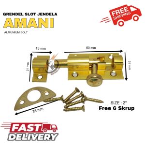 Slot Pintu Kuning 2"inch/Slot Jendela plat Tebal Grendel 2 INCH ln model balok babet finishing gold