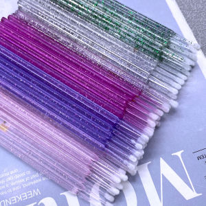 Micro Bàn Chải Pha Lê Làn Mi Loại Bỏ Tăm Bông Đầu 100/300/500 Viên Mascara Hoa Dây Applicator Cho Cây Nối Mi Dụng Cụ Trang Điểm