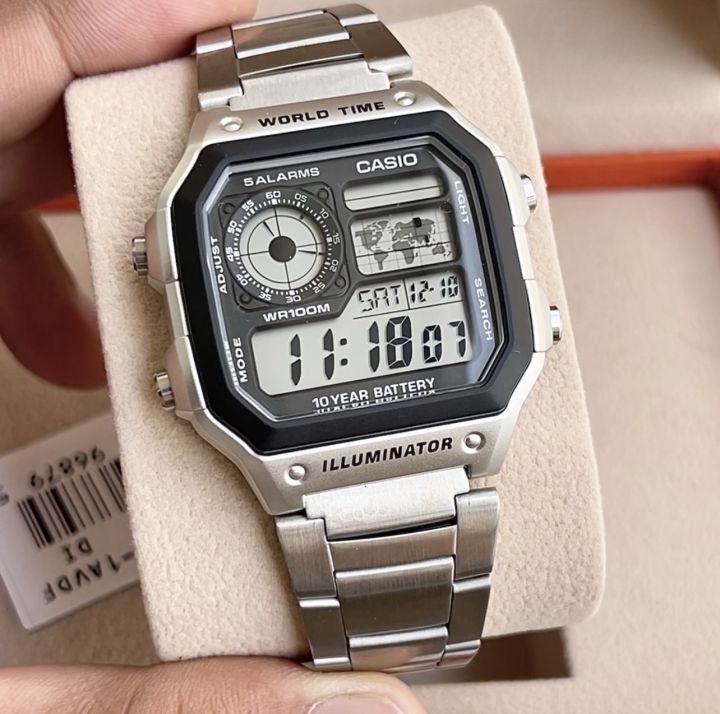 ĐỒNG HỒ NAM CASIO AE-1200WHD-1A DÂY THÉP CHỐNG NƯỚC GIỜ THẾ GIỚI