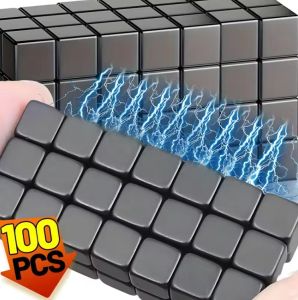 【XZxinzhan】100Pcs Black Silver Mini Square 5mm Cube Magnet Small Neodymium Bar Strong Rare Earth Super Magnet Fridge School Office DIY Craft Supplies ﻿