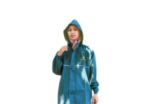Atasan jas hujan berkerah sleting waterproof full press bahan pvc 025 mm lentur tebal dan awet