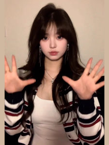 Áo Len Cardigan Dệt Kim Sọc Phong Cách Hàn Quốc Mỏng Đẹp Mắt Mùa Xuân Thu Mới Về Chất Liệu Cotton Dài Tay Cổ Tròn