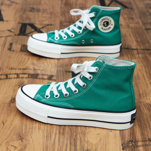 รองเท้าผ้าใบส้นหนาสีม่วงเข้มสำหรับผู้หญิง ทรงหัวมน ส้นแบน พื้นยาง รองเท้าผ้าใบสีชมพูสไตล์ย้อนยุค 1970s สำหรับผู้หญิง