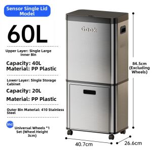 GAOK | Double Layer Mobile Large Capacity Smart Kitchen Trash Can