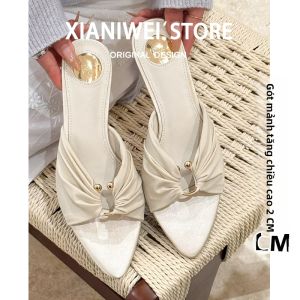 XIANNIWEI | Dép Mỏng Sang Trọng Với Dây Kim Loại Và Gót Nhỏ