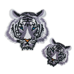 สติกเกอร์ลายหัวเสือปักลายดอกแฟชั่นสติกเกอร์ผ้ามีรูเล็กๆสติกเกอร์สำหรับตกแต่งเสื้อโค้ทกางเกงผ้าปะติด