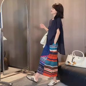 WANGGONGZHU | Elegant Back Splice Lightweight Shoulder Length Short Sleeve Womens T-shirt Summer New Plus Size Loose Slimming Top