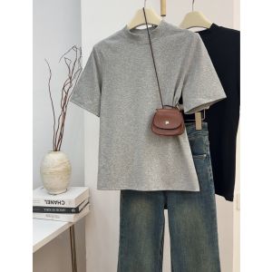 SUSHOUWANGE | High Collar Short Sleeve Loose Fitting T-Shirt