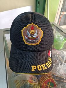 Topi Jala Pokdar / Topi Pokdar Kamtibmas full bordir / Topi Jaring Pokdar Lis Padi Kapas