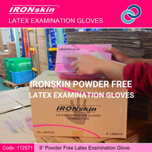 IRONskin Non Powder Latex Examination Glove - 100 Pcs/Box - Multi-Purpose Hygienic Cleaning and General Use - Natural High Quality Latex - Powder Free and Non-Sterile