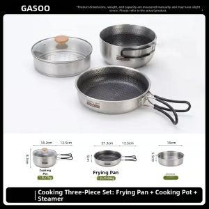 GESHU | Stainless Steel Non-Stick 3-Layer Thickened Outdoor Camping Cookware Set