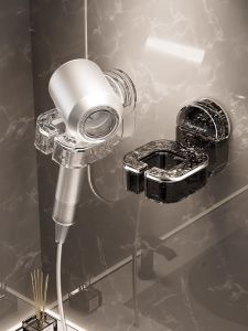 NIGESI | No-drill Bathroom Blow Dryer Storage Rack Wall Mounted
