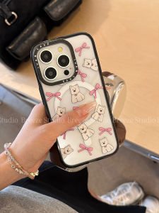 Adorable Pink Butterfly Knot Dog Friendly Full Cover Magnetic Absorption  Case Girl Style Cute Cartoon Protective Shell