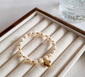 JOYUS Livia Titanium Stainless Steel 18K Gold Waterproof Love Heart Elastic Bracelet Birthday Gift Box