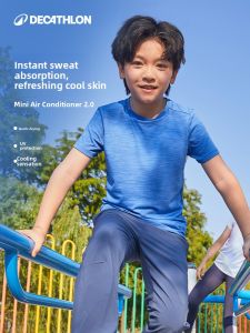 Decathlon Boys T-Shirt Short Sleeve Quick Dry Running School Sun Protection Childrens Sport Breathable KIDC round Neck Casual