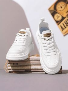 CVPAJ | Leather White Mens Casual Sports Shoes