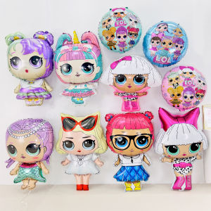 Cute Little Princess Cartoon Doll Aluminum Balloon Mermaid Doll Bows Glasses White Hair Doll Balloon