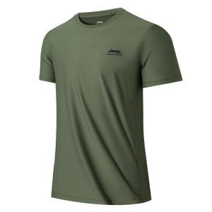 Jeep | Jeep Quick Dry Ice Silk Mens T-Shirt Breathable Wear Resistant Short Sleeve Outdoor Running Fitness Sportswear Ultra Light Sweat Absorbent