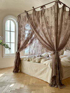 Luxury French Lace Mosquito Net Princess Style Three Door Home Use Stand Alone Aluminum Alloy Frame All Season Universal Bed Curtain