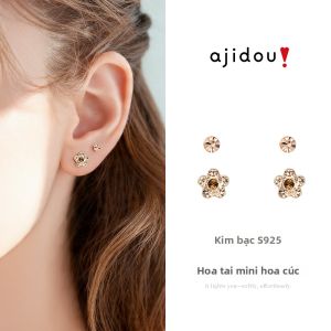 ajidou | Bộ Khuyên Tai S925 Bạc Đơn Giản Đa Năng Phong Cách Sang Trọng