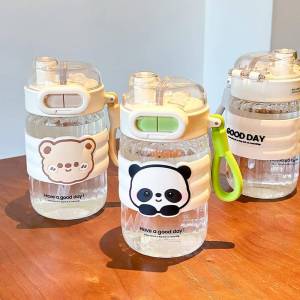 DIHUANTUO | Cute Dual Drinking Straw Cup Portable with Rope